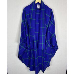 Vintage Avoca Collection Pure New Wool Blue Green Windowpane Wrap Shawl Ireland